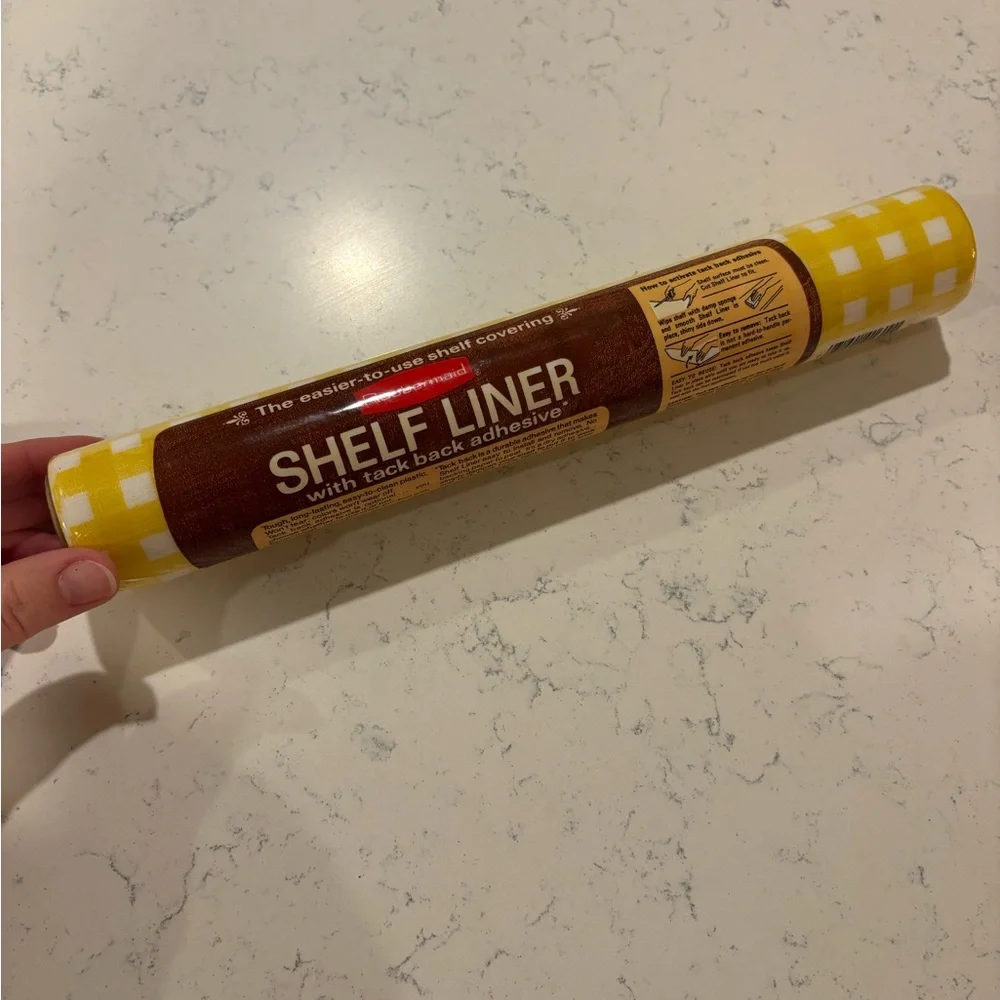 Vintage Rubbermaid Shelf Liner in Yellow and White Checkered Gingham 10 ft 1980
